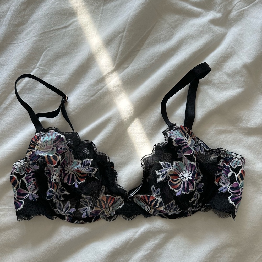 Savage X Fenty Black Floral Lace Bra